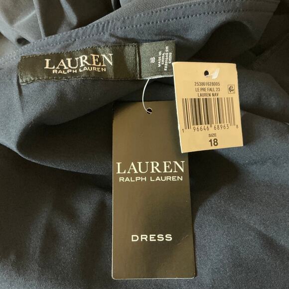 Ralph Lauren Women's Cocktail Dress Size 18 Blue Crepe One Shoulder Midi Sheath - Picture 10 of 13